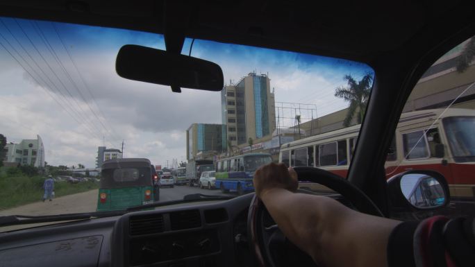 非洲坦桑尼亚开车驾驶室街景