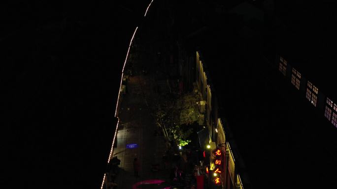 4K原素材-航拍上海川沙古镇老街夜景