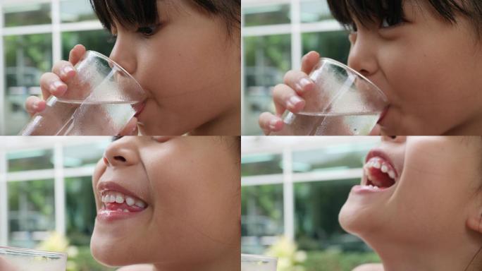 喝水的小女孩喝水运动补水喝冰水健康饮水