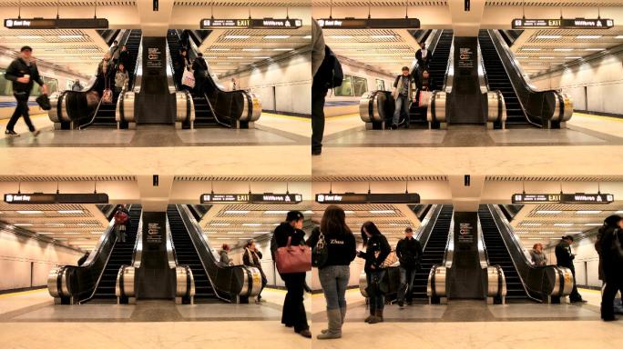 捷运自动扶梯人流量乘客出行公共交通工具