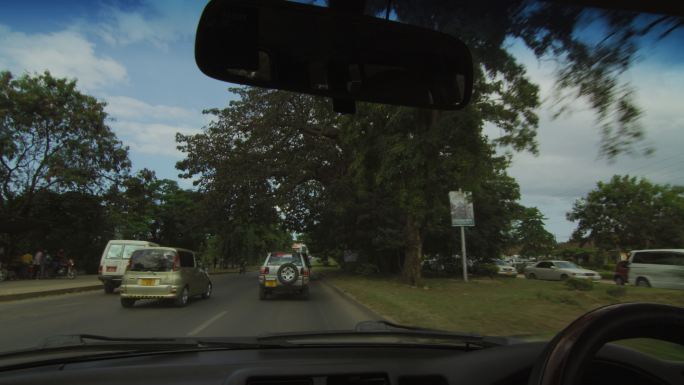 非洲坦桑尼亚开车驾驶室街景