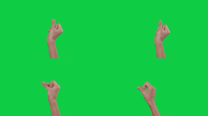 女性在彩色键绿色屏幕背景上打响指