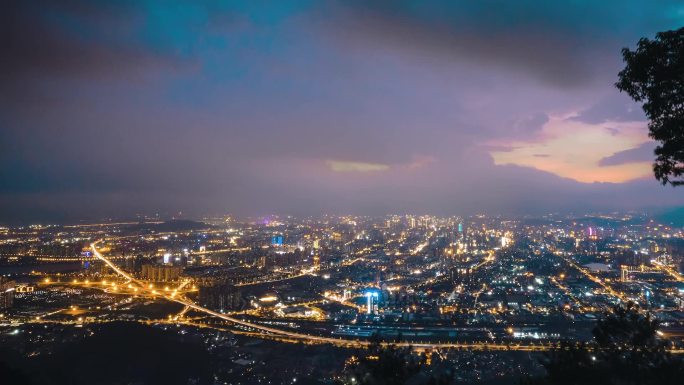 福州大夜景鼓山白云洞夜景俯瞰福州延时