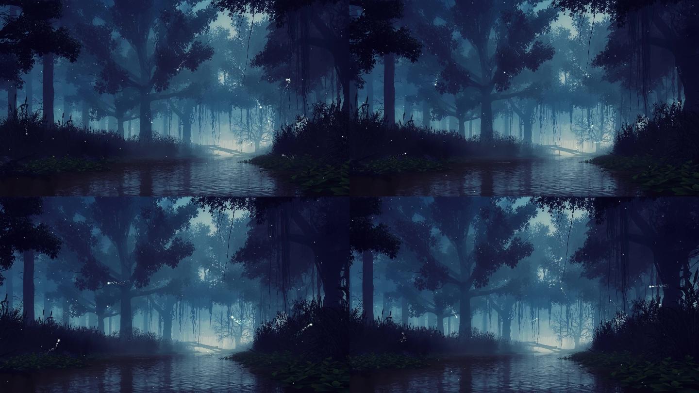 迷幻的森林萤火虫森林壁纸游戏动画背景迷幻