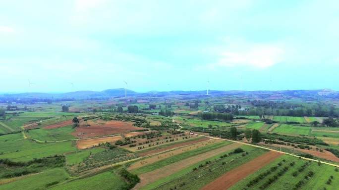 美丽乡村 乡村丘陵田地航拍