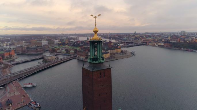 斯德哥尔摩市著名地标鸟瞰图