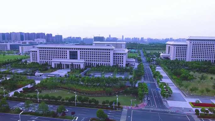 高清航拍宏伟壮观安徽省委、省政府办公大楼