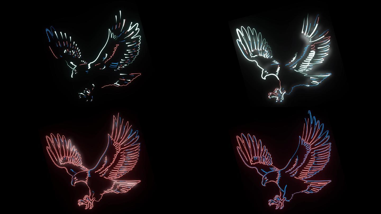 展翅的鹰的霓虹动画