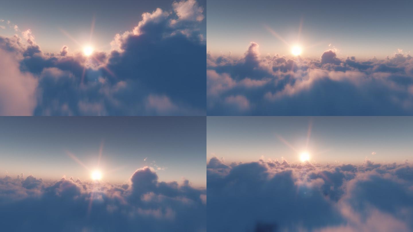 日落时的云层大气层战斗机空中飞行迎着希望