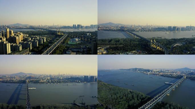4K南京地标建筑长江大桥近景航拍视频