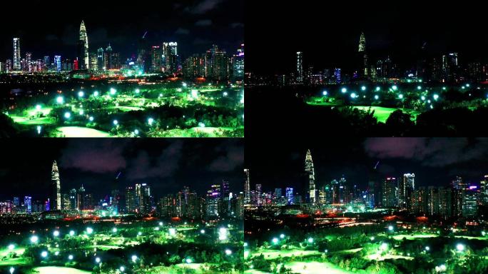 深圳沙河高尔夫球场南山CBD夜景航拍