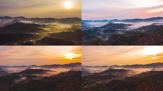 实拍山村日出延时4K