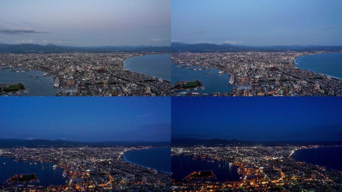 城市景观从日落到夜晚的延时拍摄