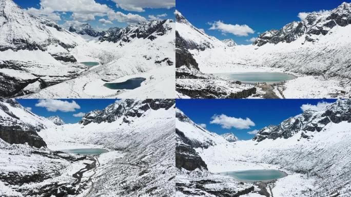 航拍稻城亚丁牛奶海雪山