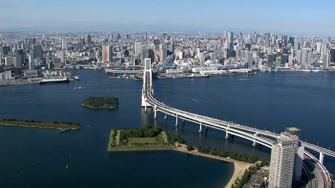 东京彩虹桥日本国外外国桥梁航拍风光地标建