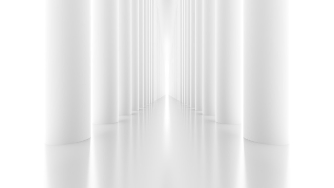 未来派白柱走廊白色简洁简约简单天堂梦幻唯