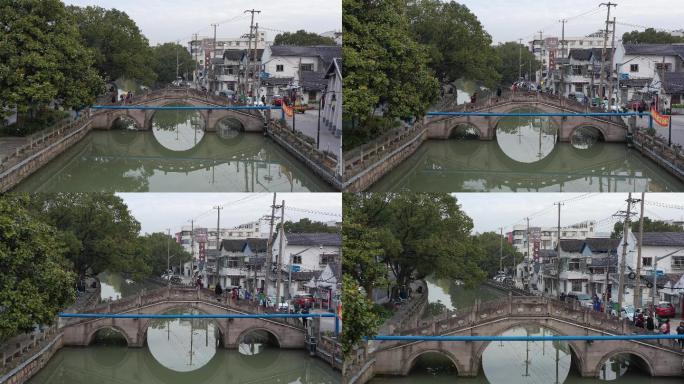 4K原素材-航拍上海川沙护城河东门桥