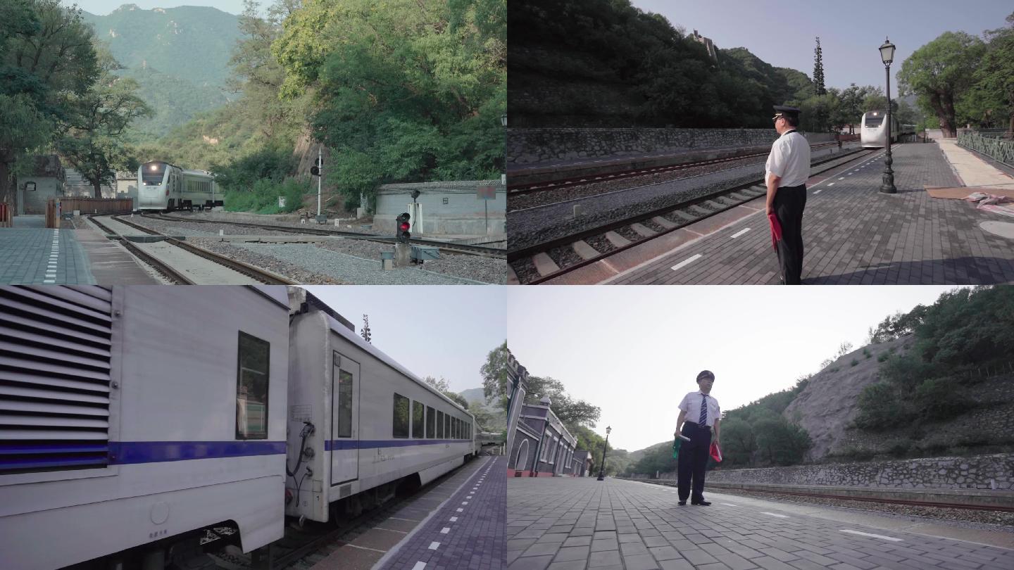 京张铁路线青龙桥车站和谐号长城动车组进站