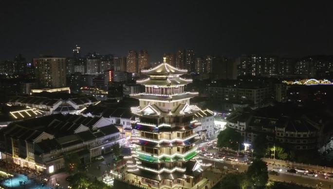 惠州合江楼水东街夜景航拍