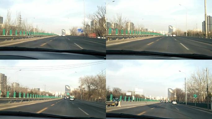 北京街拍北京市郊高速街景公路行车