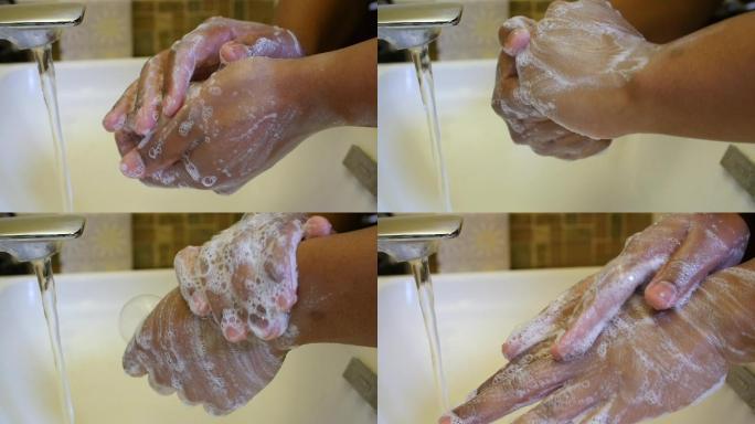 男子洗手的慢镜头特写镜头