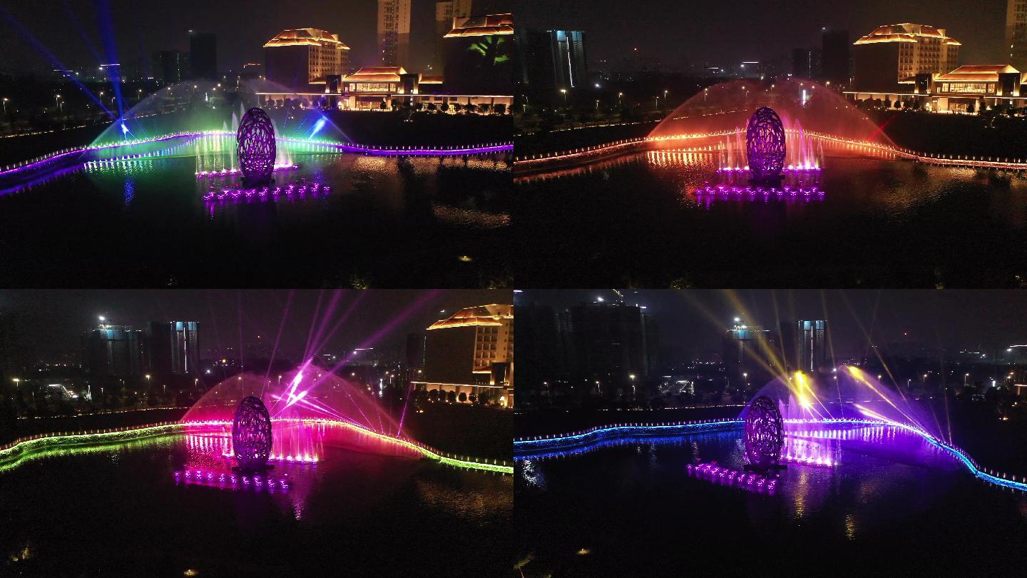 惠州千花洲灯光秀八卦阵激光无人机航拍