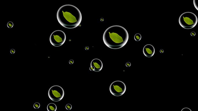 气泡绿叶无缝循环透明通道