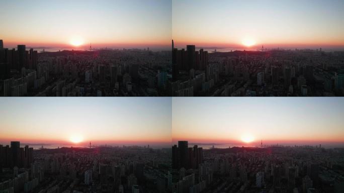 4K航拍-城市日落