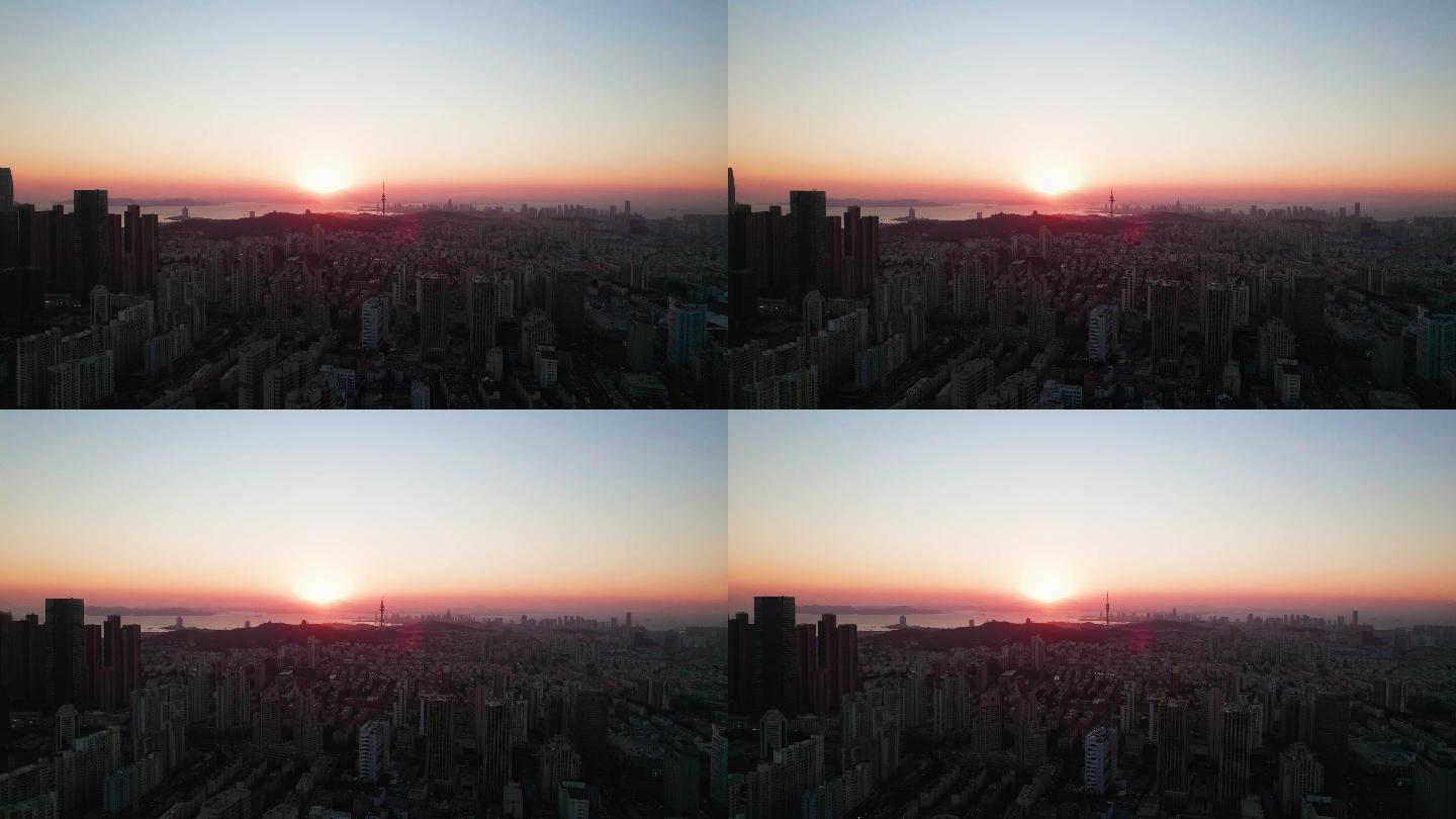 4K航拍-城市日落