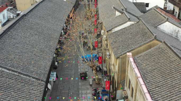 4K原素材-航拍上海川沙古镇中市街