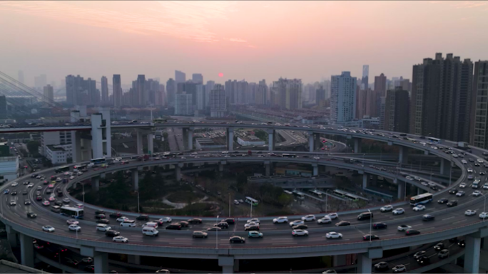 【4K】上海南浦大桥夕阳落日航拍