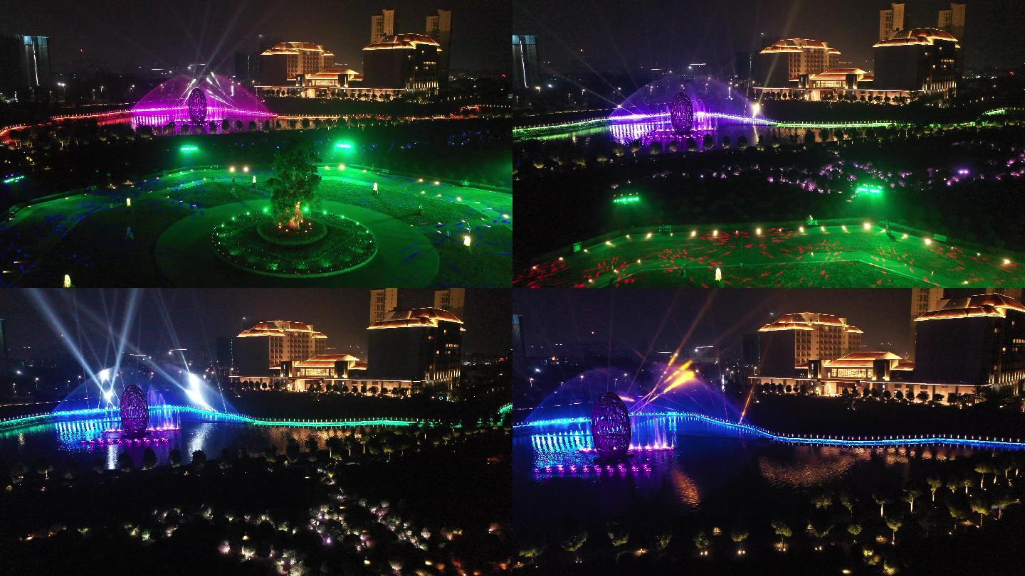 惠州千花洲灯光秀八卦阵激光无人机航拍