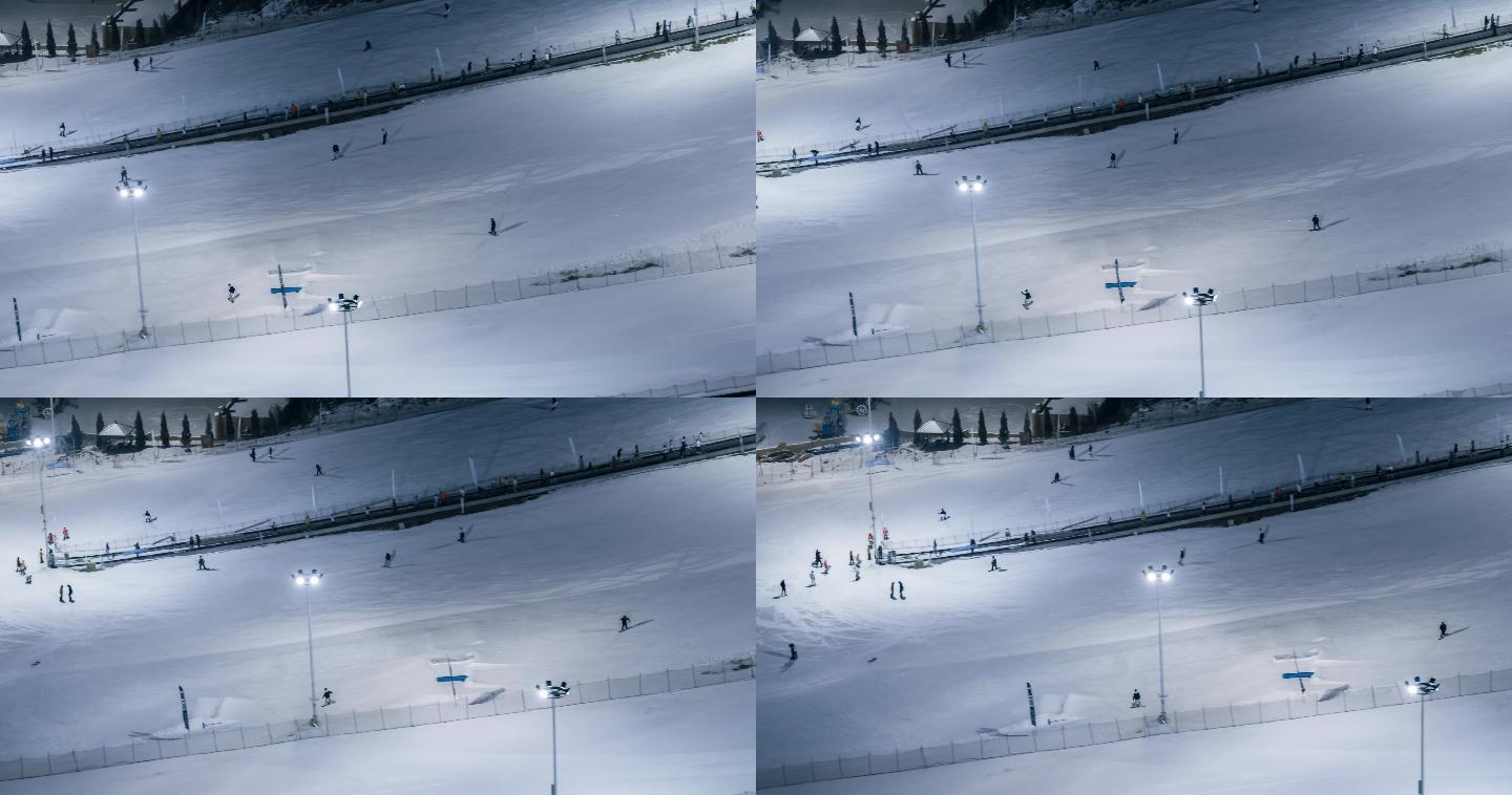 沈阳超美高清4K夜景航拍滑雪场