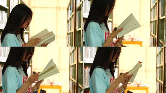 大学 校园 图书馆 女生 学习