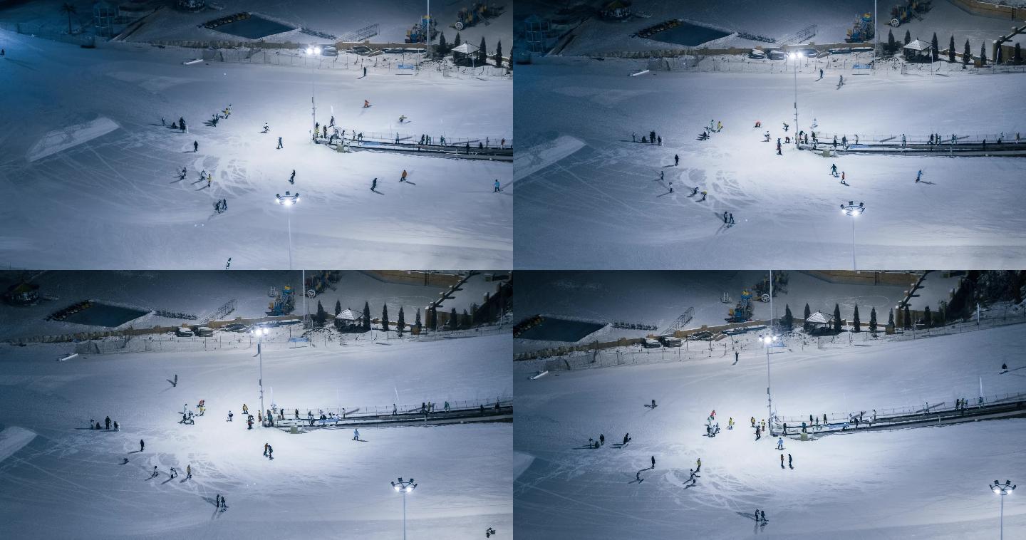 沈阳超美高清4K夜景航拍滑雪场