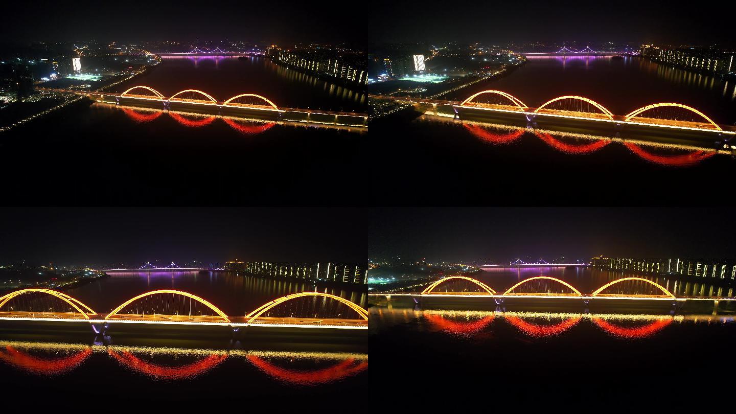 4k湘江福元路大桥夜景