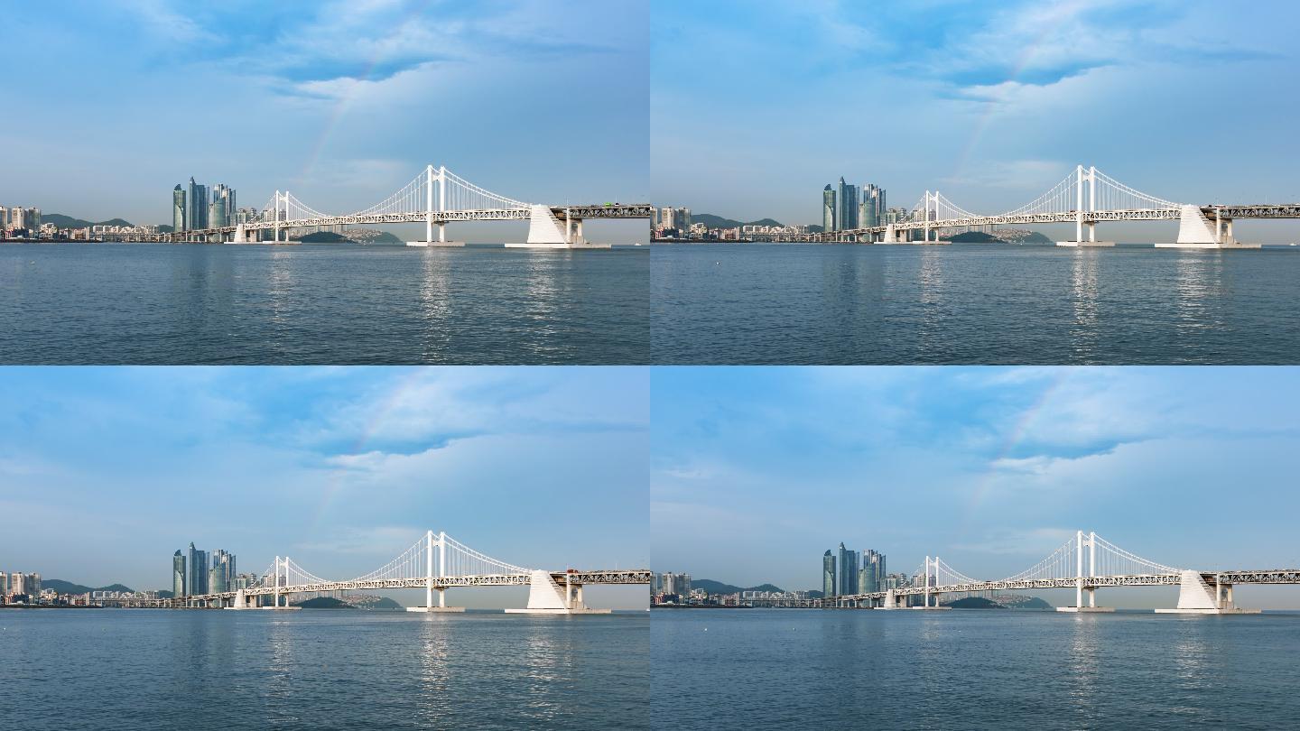 釜山城市景观。韩国釜山大桥