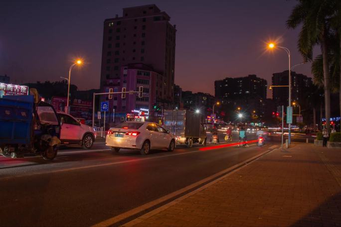 城市日转夜车流延时