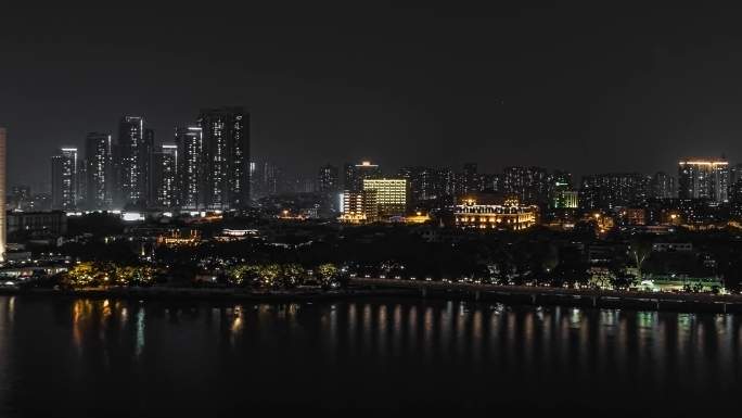 广州白天鹅宾馆沙面岛夜空闪电 延时摄影