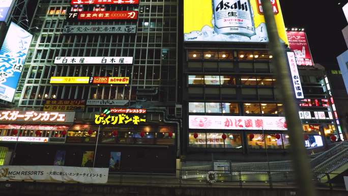 疫情下的大阪夜景夜晚商场