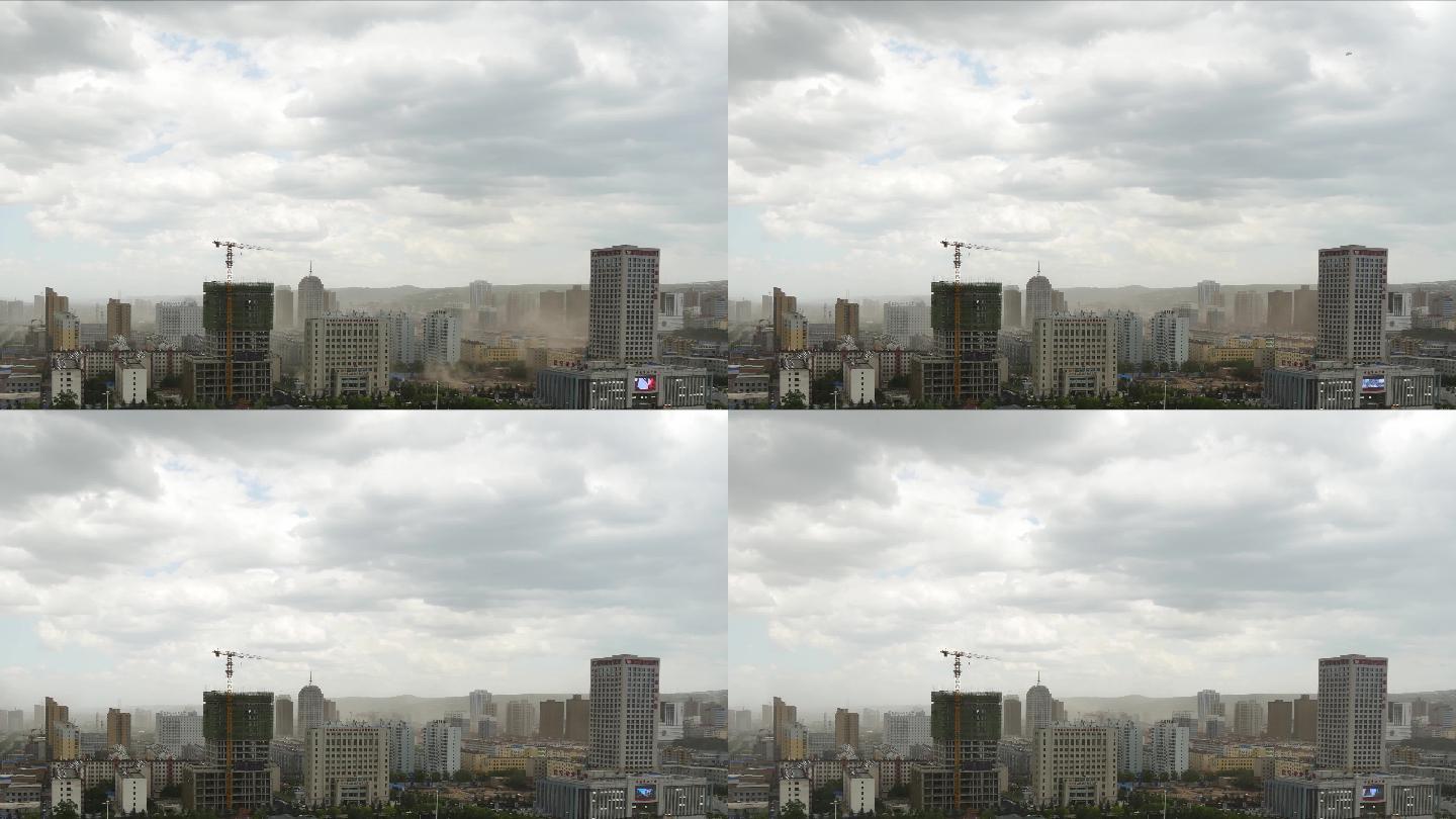 甘肃 平凉  城市 绿地广场沙尘延时视频