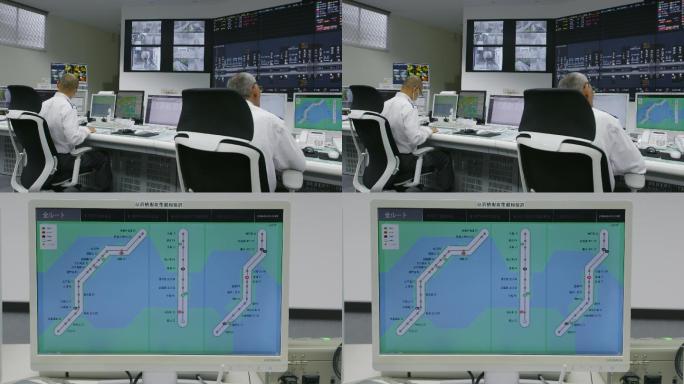 濑户大桥 交通监控室工作人员在监控屏幕