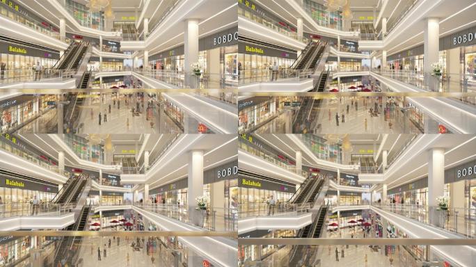 三维动画室内高端商场购物中心中庭