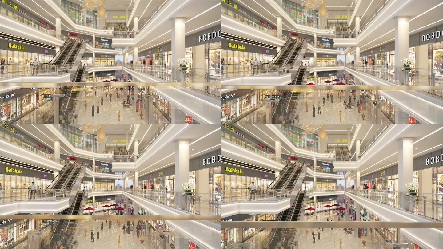 三维动画室内高端商场购物中心中庭