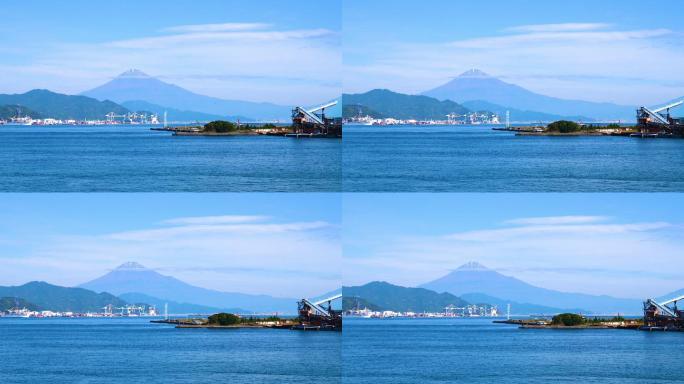 富士山景观日本海海面海水蓝色港口码头