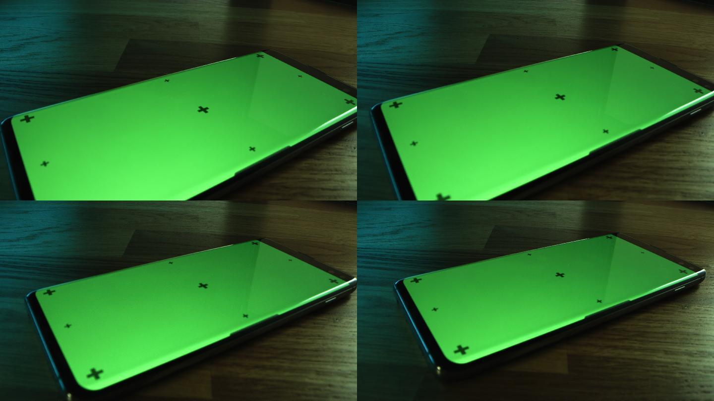 智能手机，绿色模拟屏幕