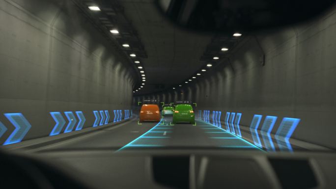自动驾驶汽车穿过隧道