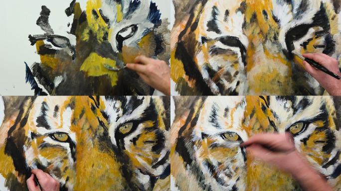 艺术手绘老虎