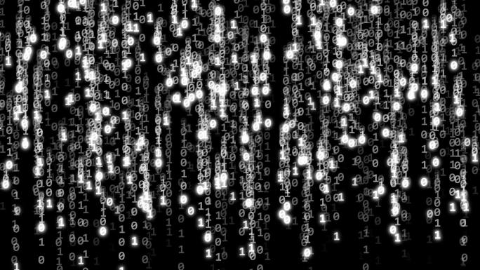 二进制白色代码黑白背景led大数据