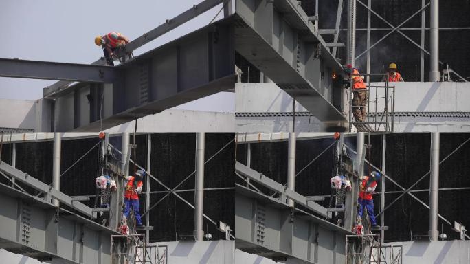 钢结构 工程 建筑 工人 钢梁 施工